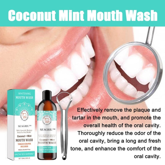 🔥50% OFF⏰Coconut Mint Mouthwash with 7 Essential Oils & Vitamins D, E & K2